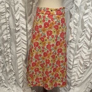 Christopher & Banks Floral A-Line Skirt - Red and Yellow